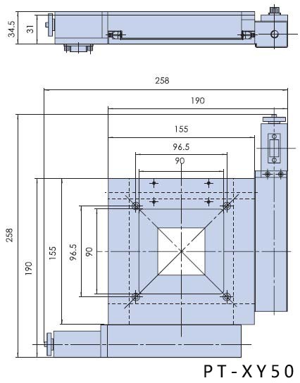 PT-XY50 電動整體組合臺 雙軸電動滑臺 電動位移臺 平移臺 50行程