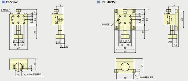 PT-SD24S 普通型手動(dòng)平移臺(tái) 齒輪齒條X軸滑臺(tái) X軸位移臺(tái) 移動(dòng)臺(tái)