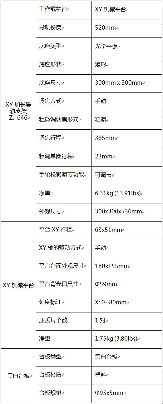 ZJ-646 XY加長導軌支架 顯微鏡支架