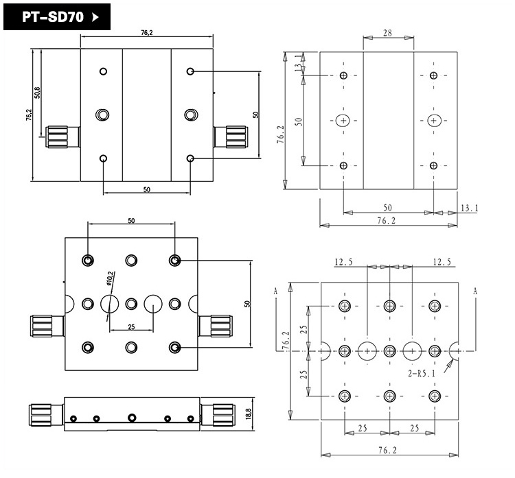 X軸線性平移臺精密手動下驅(qū)動調(diào)臺PT-SD70